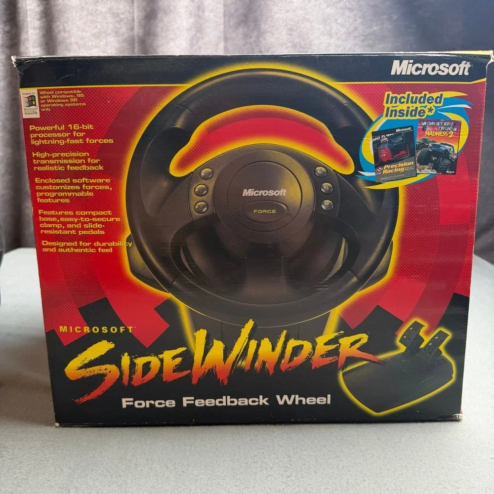 Microsoft SideWinder Force Feedback Wheel PC Steering Wheel and Pedals Boxed